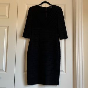 Adrianna Papell, Black V Neck Sheath Dress - Size 8